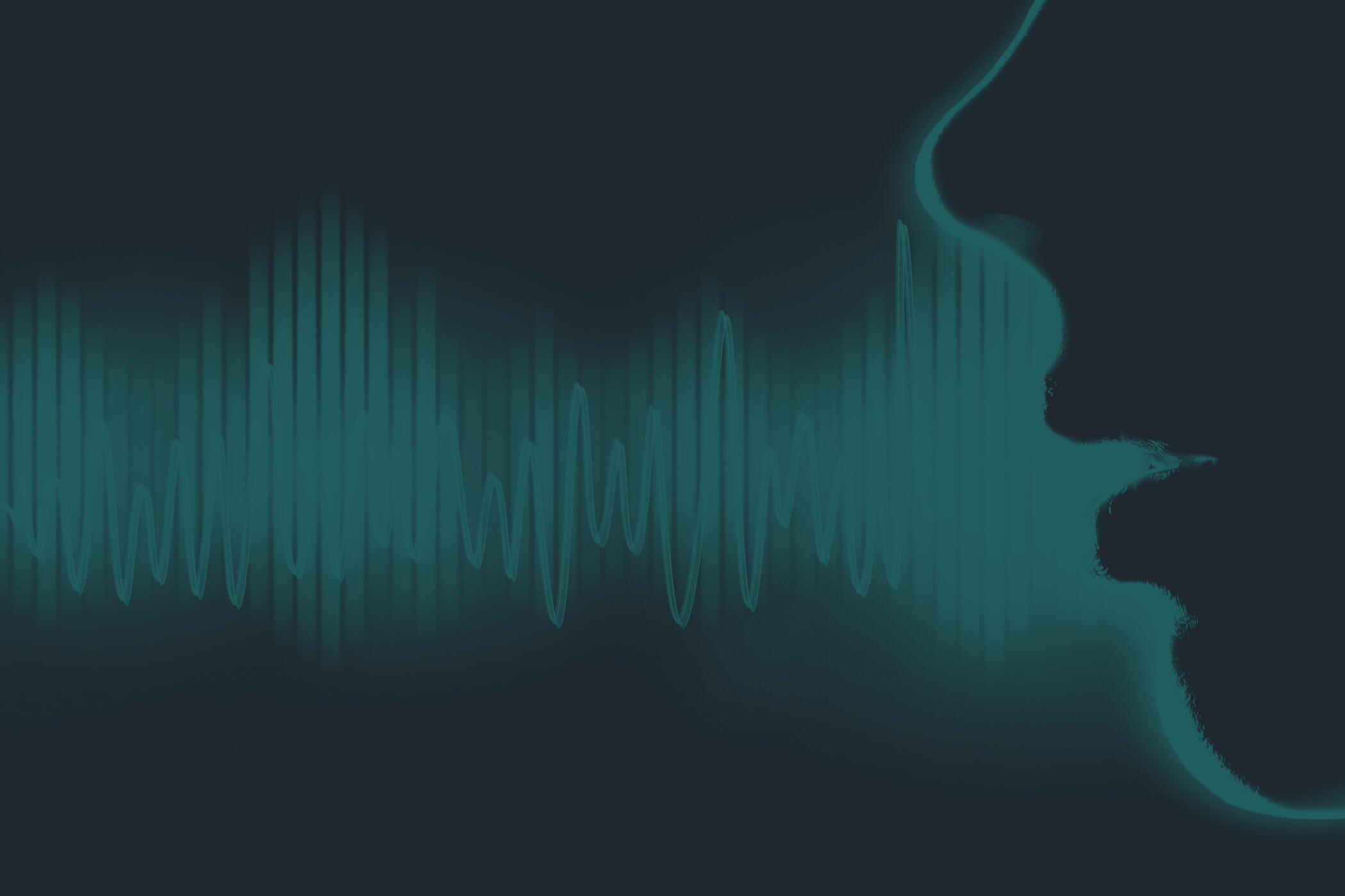 Voice Waves Illustration shows person speaking with sound waves in front of them